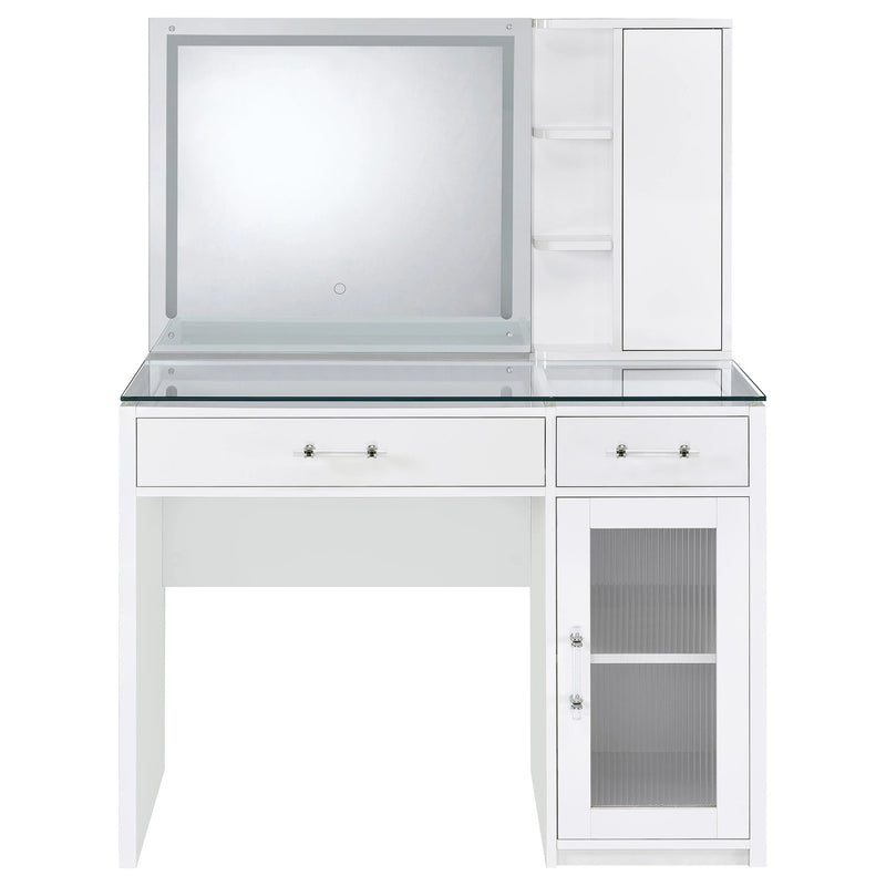 Flora Makeup Vanity Table with LED Mirror and Stool Set