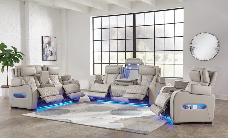 Sofá reclinable eléctrico Boyington, sofá de dos plazas y sillón reclinable