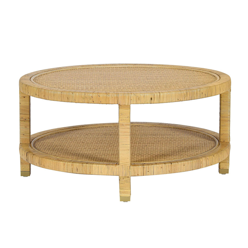 Amara 33" Natural Rattan Round Coffee Table