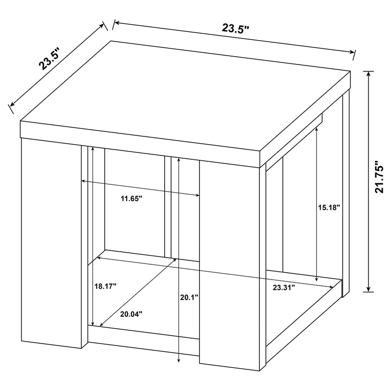 Pavone Open-Shelf Coffee and End Table Set - Latte 3-Piece Set