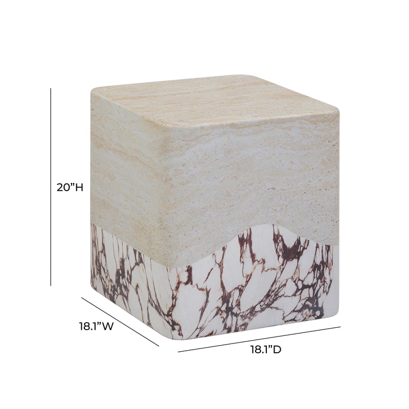 Mesa auxiliar Brut de hormigón con efecto travertino y brecha para interior/exterior