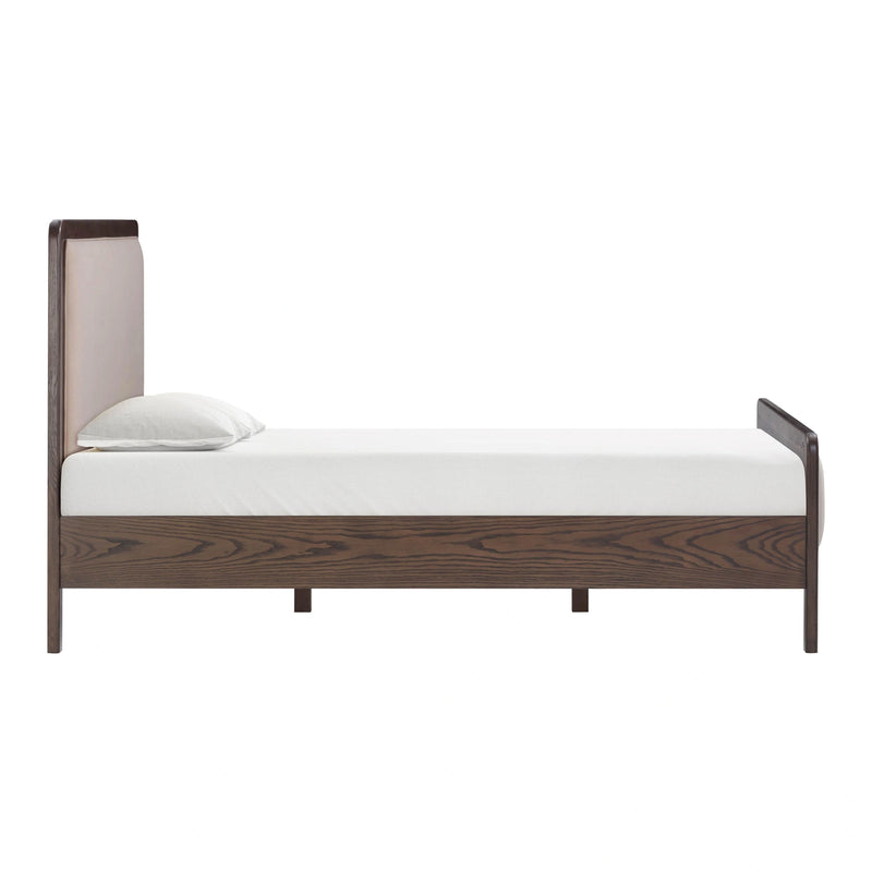 Cama Hella de madera de fresno y terciopelo de calidad comercial