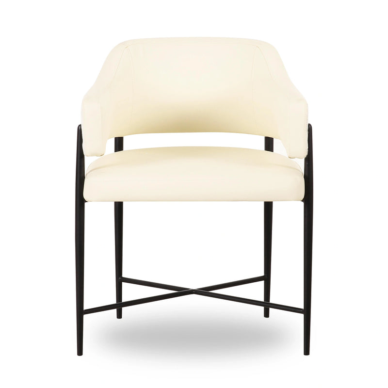 Sezanne Cream 2-Tone Performance Vegan Leather and Jacquard Dining Chair