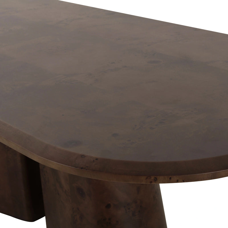 Gladyss 87" Brown Burl Oval Dining Table