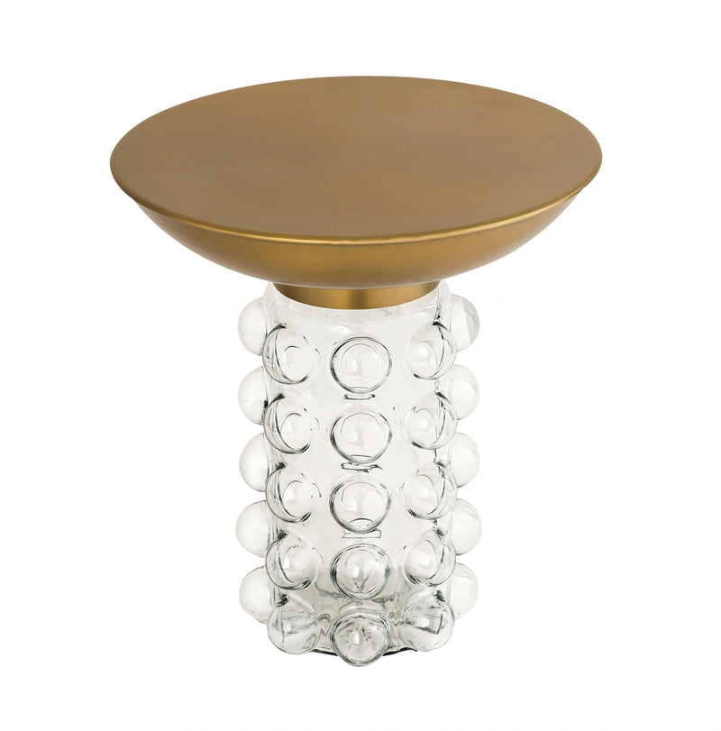 Bubble Glass and Brass Side Table