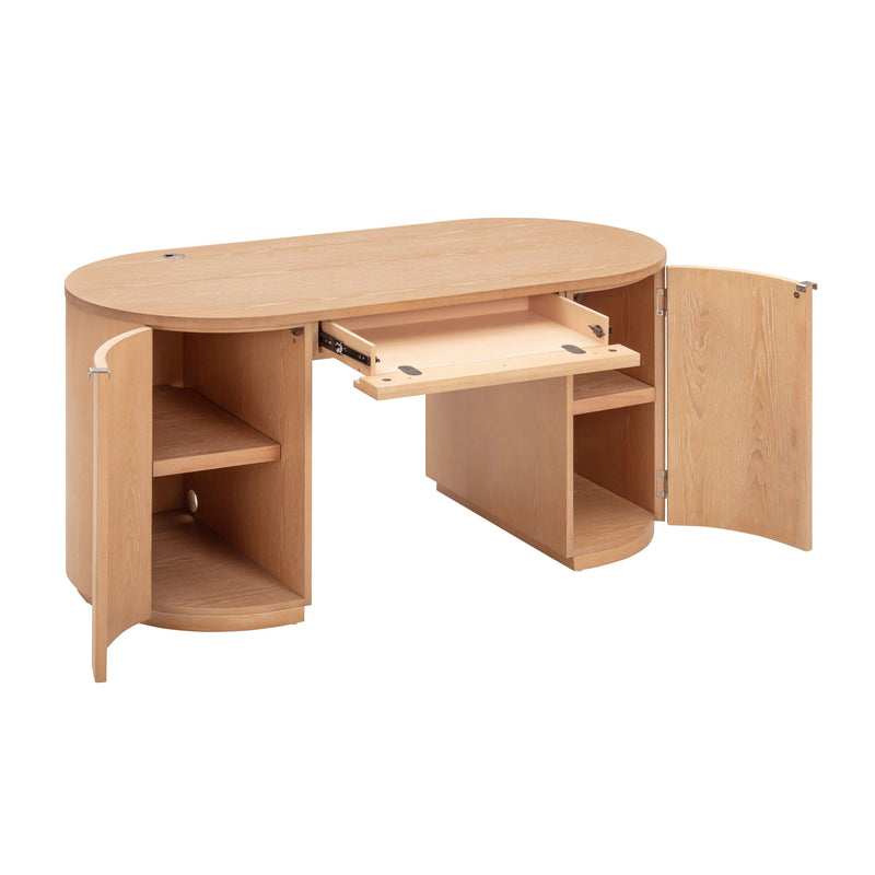 Marlow 64" Wood Executive Desk With Storage
