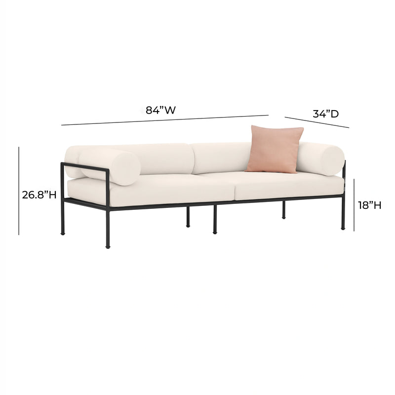 Vera 84" Cream Performance Fabric Outdoor Sofa