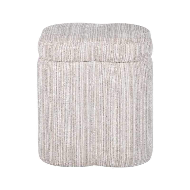 Lilou Cream Striped Jacquard Storage Accent Stool