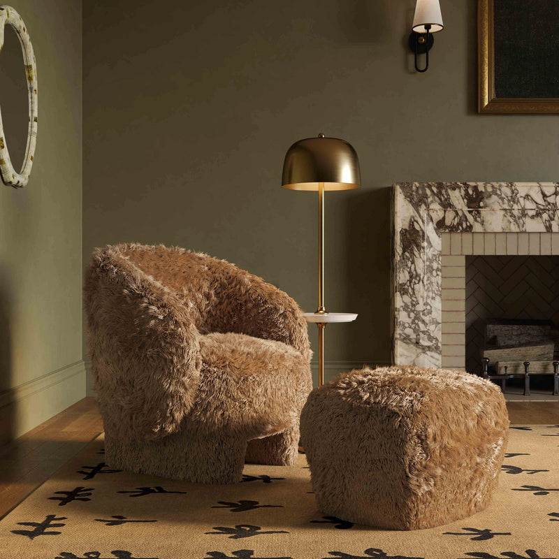 Britt Contract-Grade Vegan Shearling Ottoman
