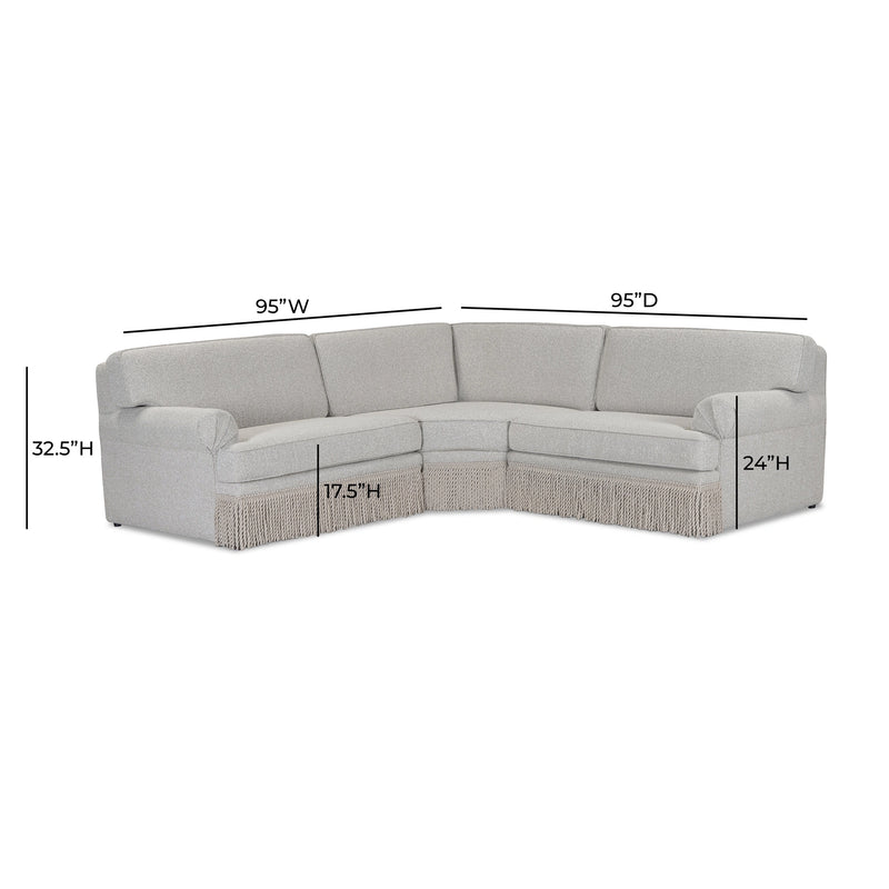 Yvette 3-Piece Warm Grey Performance Boucle L-Sectional