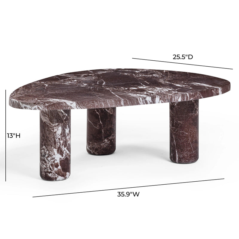 Mesa de centro Libby de mármol falso rojo Levanto para interior/exterior (36"-48")