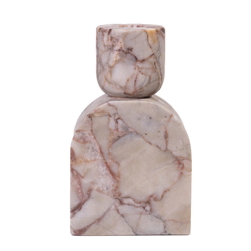 Marble White Brown Candle Holder