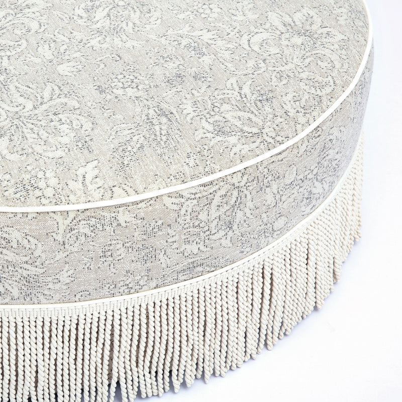 Tassy Tasseled Round Ottoman