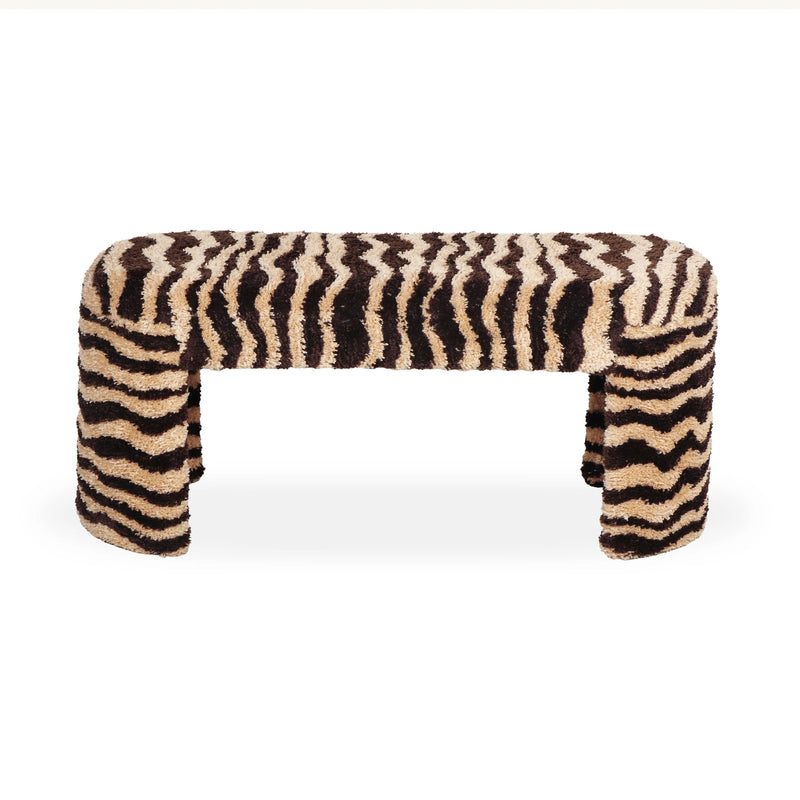Zebra 39" Brown Striped Tufted Bench