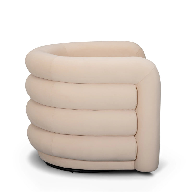 كرسي استرخاء دوار بكسوة مخملية وتصميم منحني (Curves)