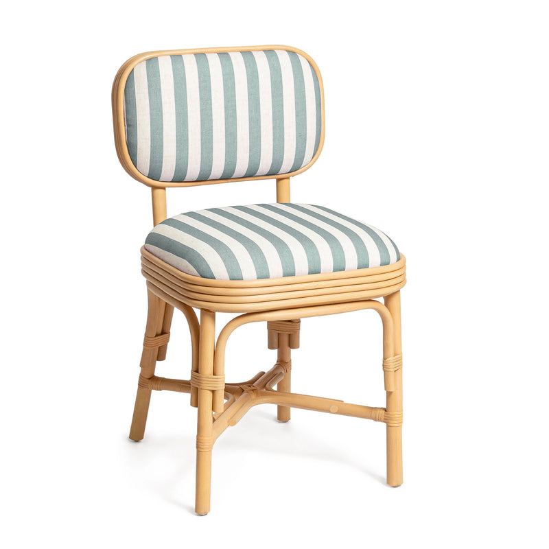 Dorine Striped Performance Linen & Rattan Dining Chair