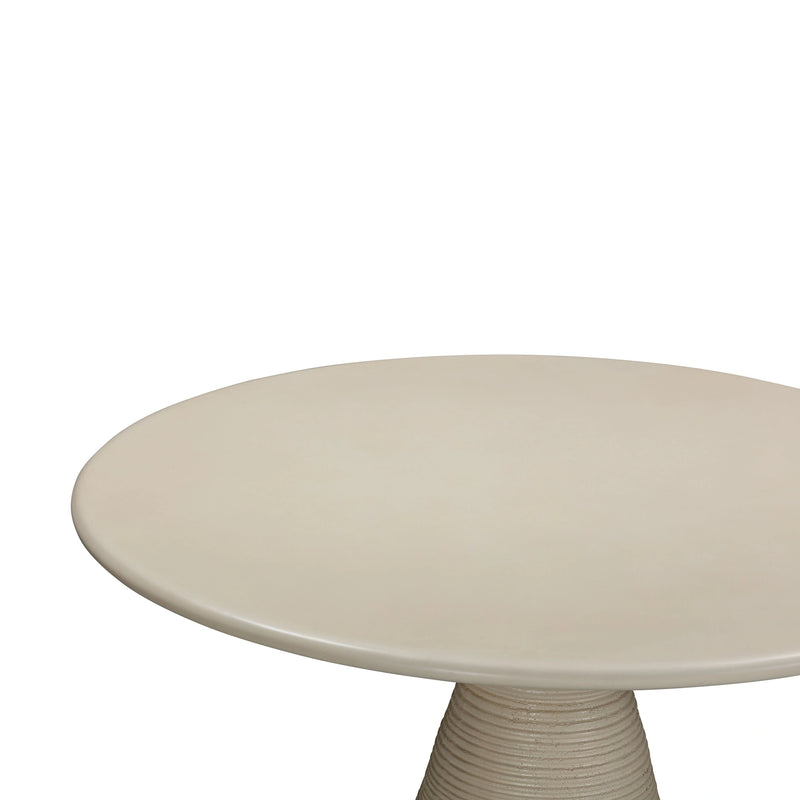 Mesa de comedor redonda Fern de 47" de hormigón con efecto de yeso texturizado beige para interiores y exteriores