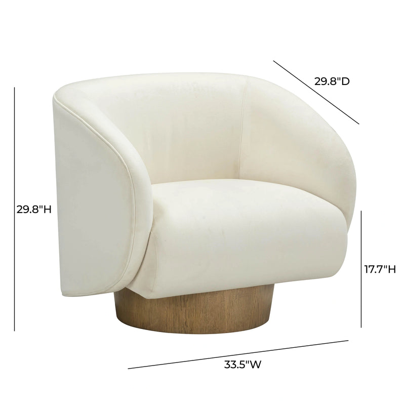 Sillón decorativo giratorio de terciopelo de alto rendimiento Presley en color crema