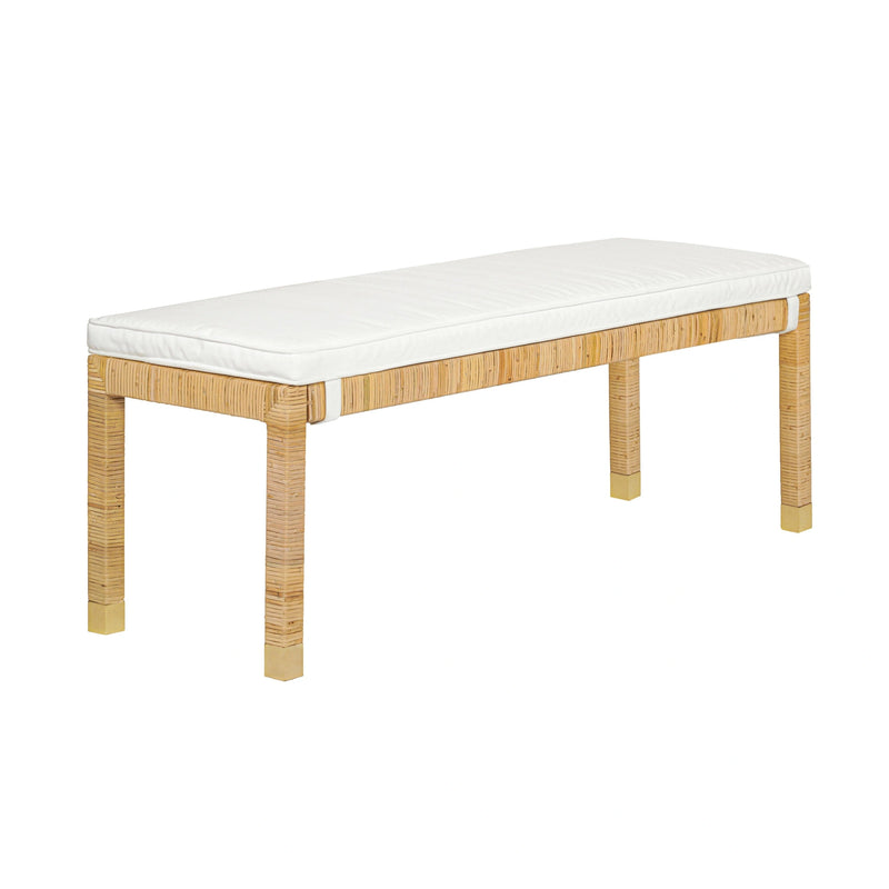 Amara 50" Woven Rattan Performance Fabric Bench