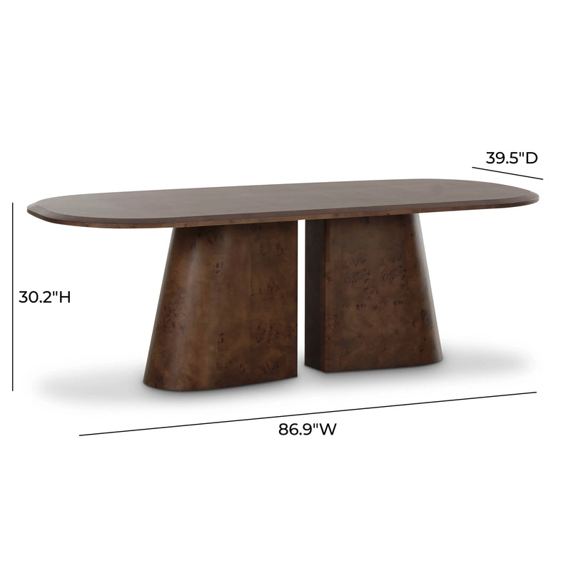Gladyss 87" Brown Burl Oval Dining Table