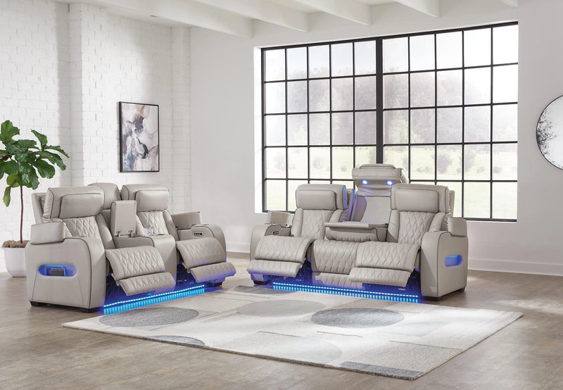 Sofá reclinable eléctrico Boyington, sofá de dos plazas y sillón reclinable