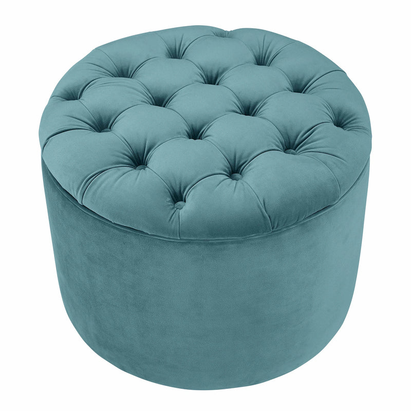 Queen Performance Velvet Round Storage Ottoman