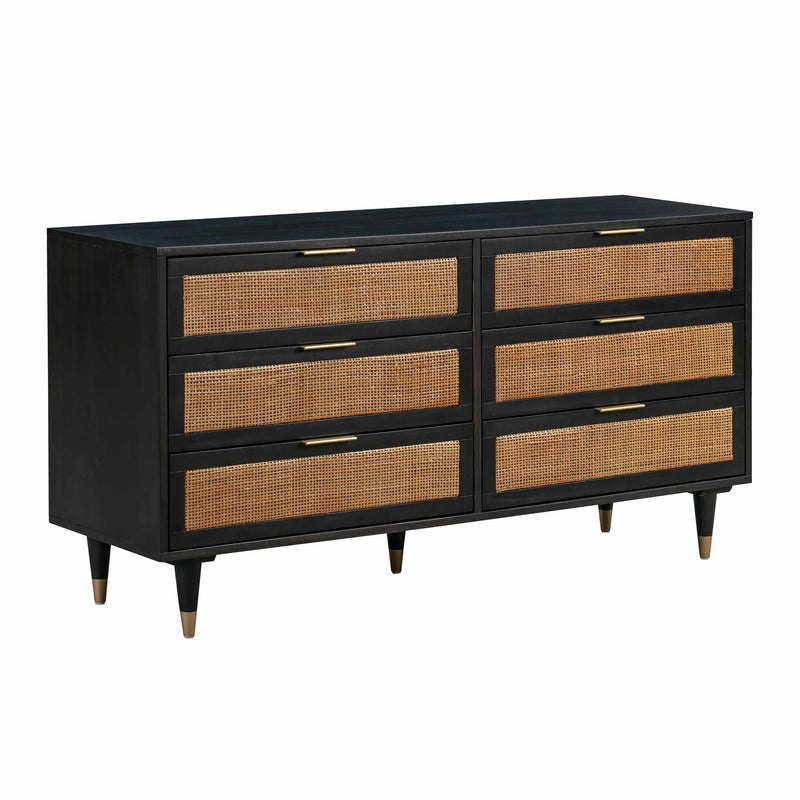 Sierra 60" Cane 6-Drawer Dresser
