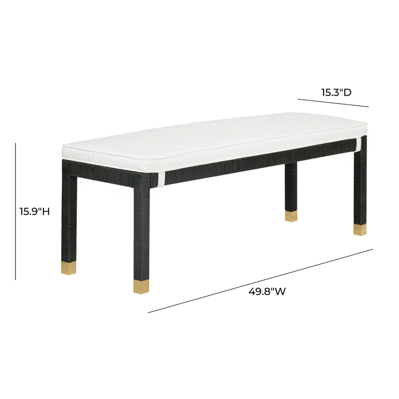 Amara 50" Woven Rattan Performance Fabric Bench