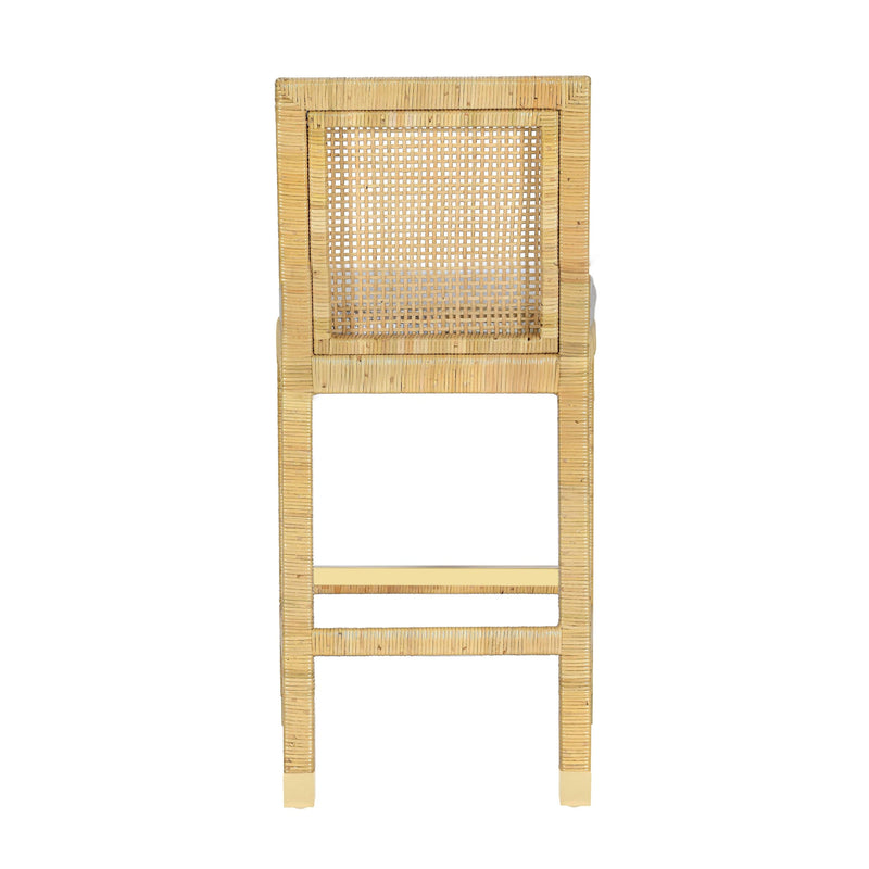 Amara Rattan & Cream Contract-Grade Linen Stool