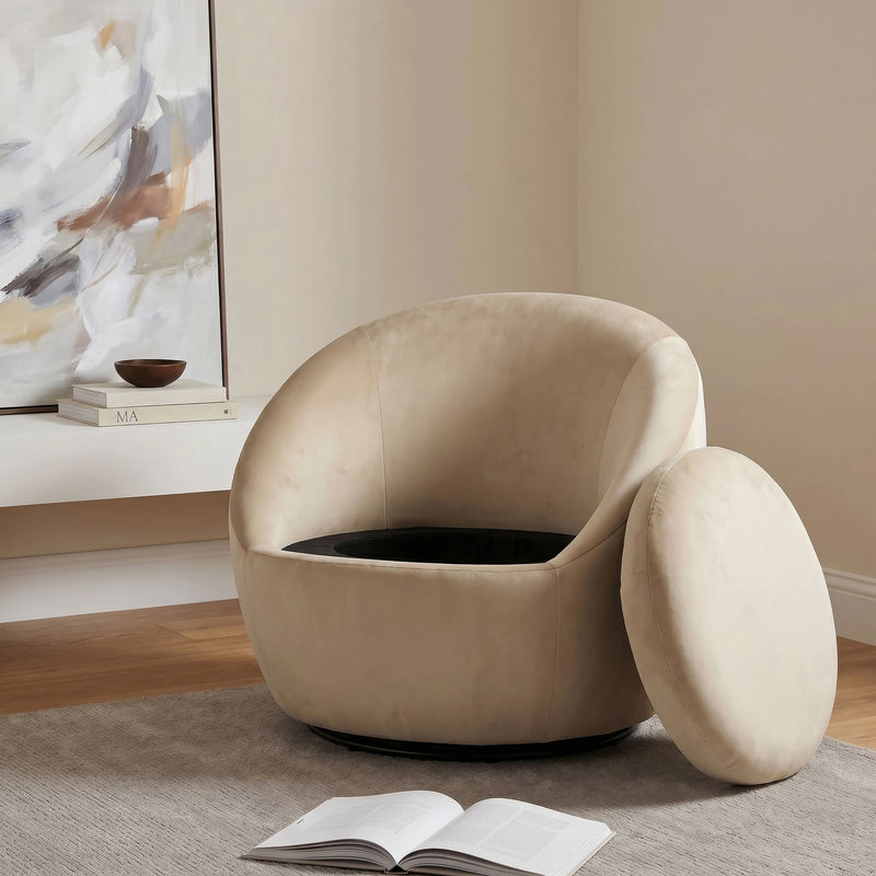 Sillón decorativo giratorio tapizado Myernick