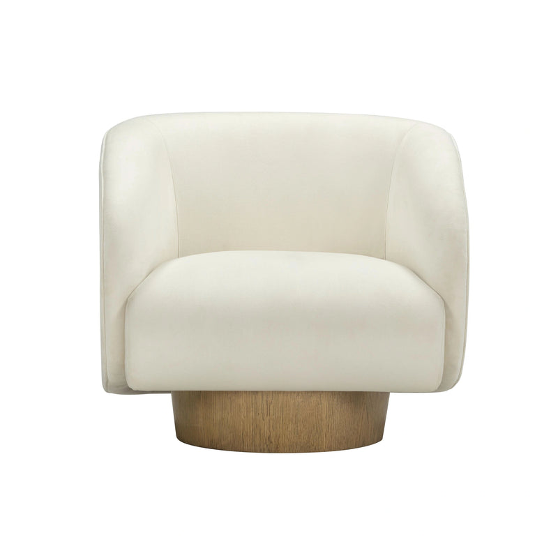 Sillón decorativo giratorio de terciopelo de alto rendimiento Presley en color crema