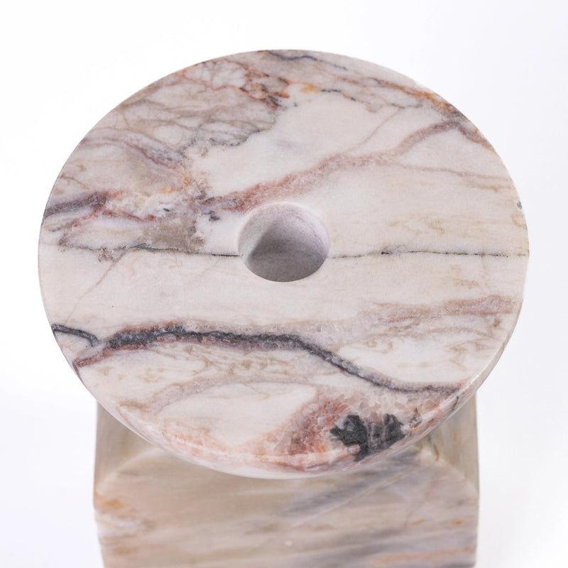 Marble White Brown Candle Holder