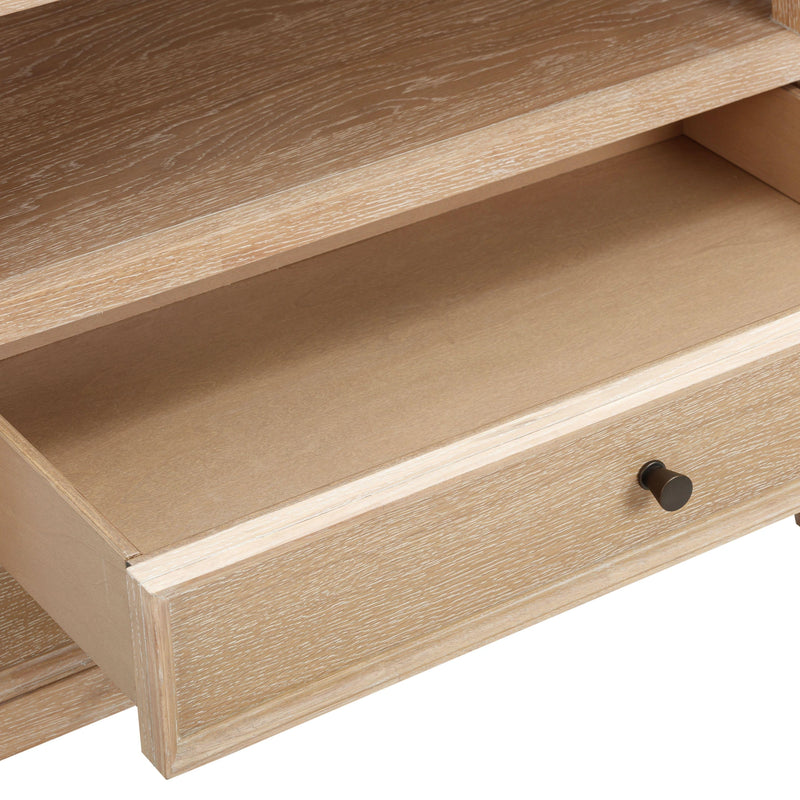 Bristol Park Whitewashed Oak Wood 2-Drawer Nightstand