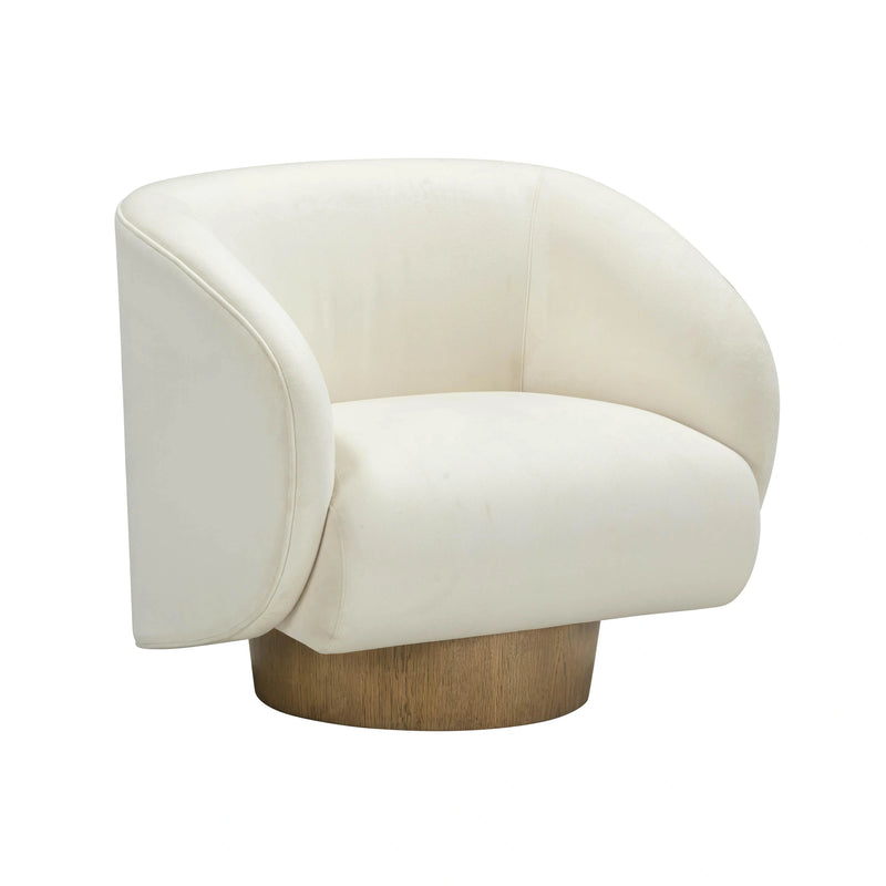 Sillón decorativo giratorio de terciopelo de alto rendimiento Presley en color crema