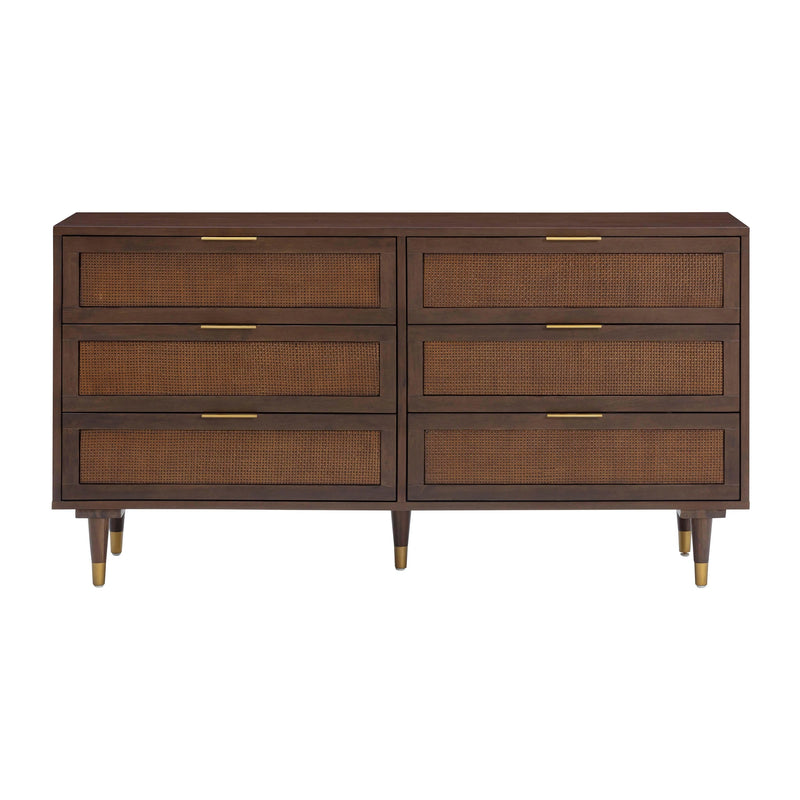 Sierra 60" Cane 6-Drawer Dresser