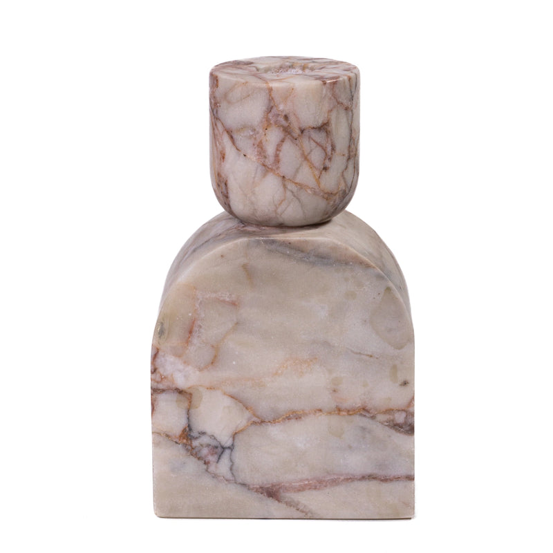 Marble White Brown Candle Holder