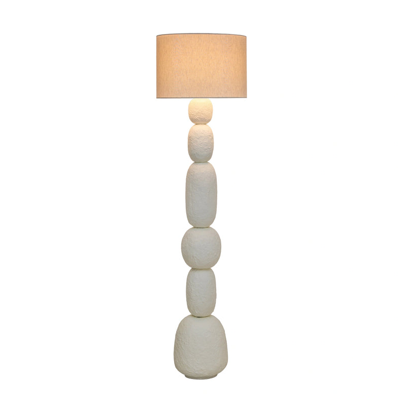 Pebble Cream Papier Mache Floor Lamp