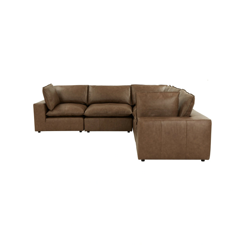 Cali 5-Piece Brown Leather Modular L-Sectional