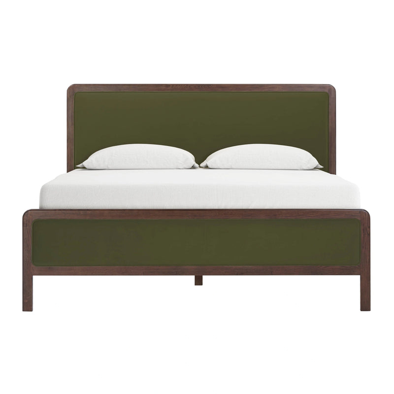 Cama Hella de madera de fresno y terciopelo de calidad comercial