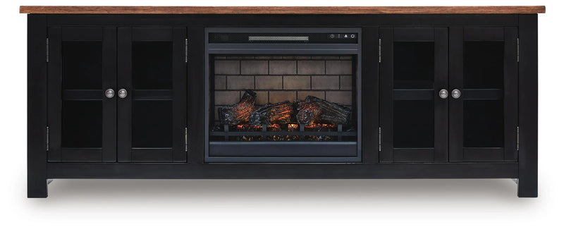 Mueble para TV de 76" Wildenauer con chimenea eléctrica