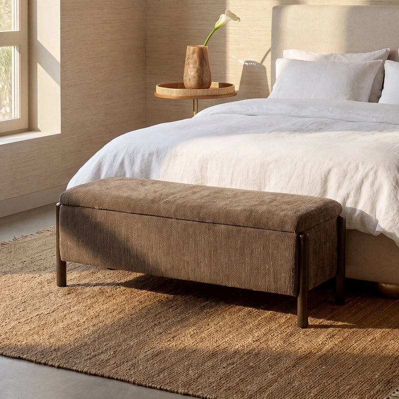 Abby 52" Nubby Fabric Storage Bench