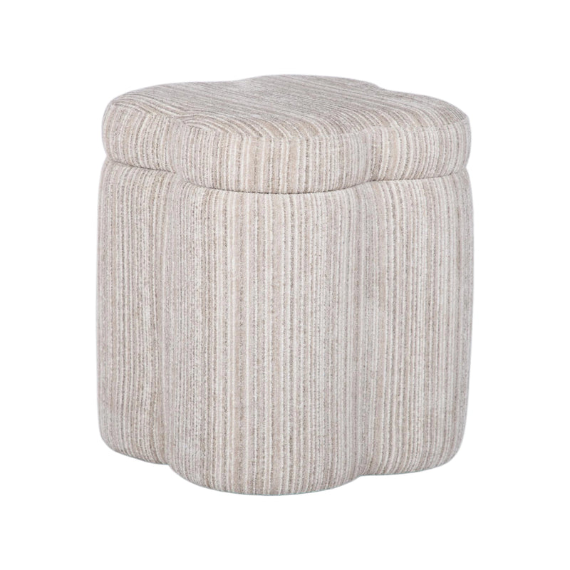 Lilou Cream Striped Jacquard Storage Accent Stool