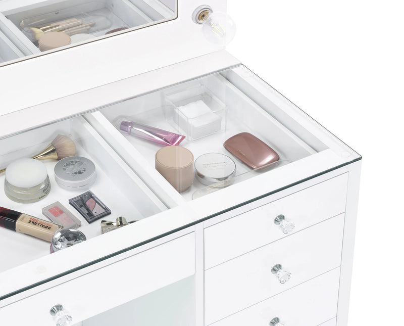 Acena Makeup Vanity Table with LED Mirror Set