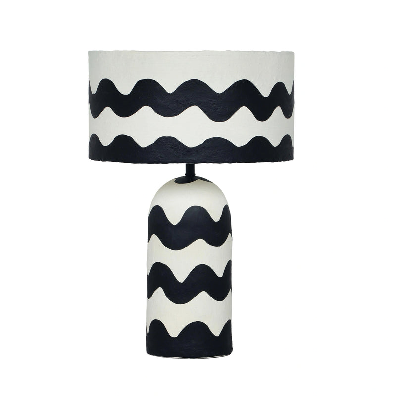 Tropea Black Waves Papier Mache Table Lamp