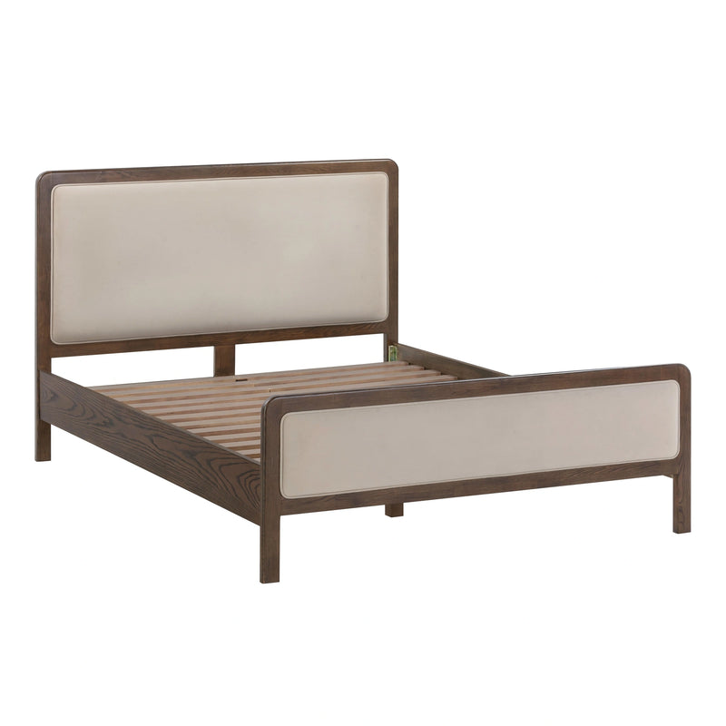Cama Hella de madera de fresno y terciopelo de calidad comercial