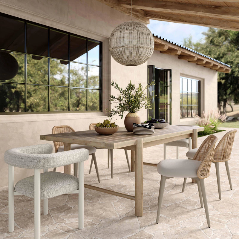 Silla de comedor Alexa de ratán con tejido de alto rendimiento