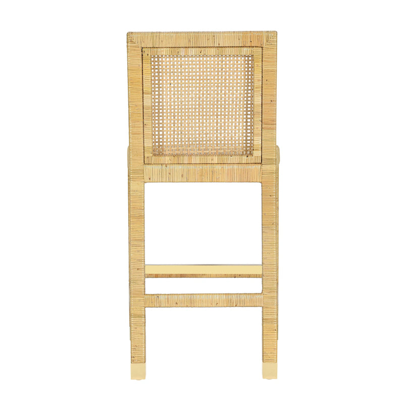 Amara Rattan & Cream Contract-Grade Linen Stool
