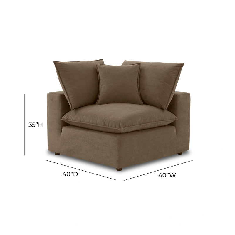 Cali Chocolate Brown Performance Velvet Corner Chair