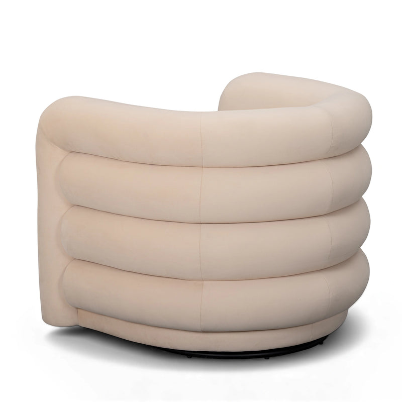كرسي استرخاء دوار بكسوة مخملية وتصميم منحني (Curves)