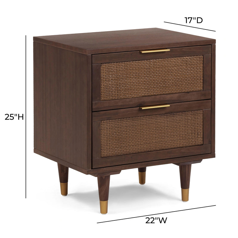 Sierra 22" Cane 2-Drawer Nightstand